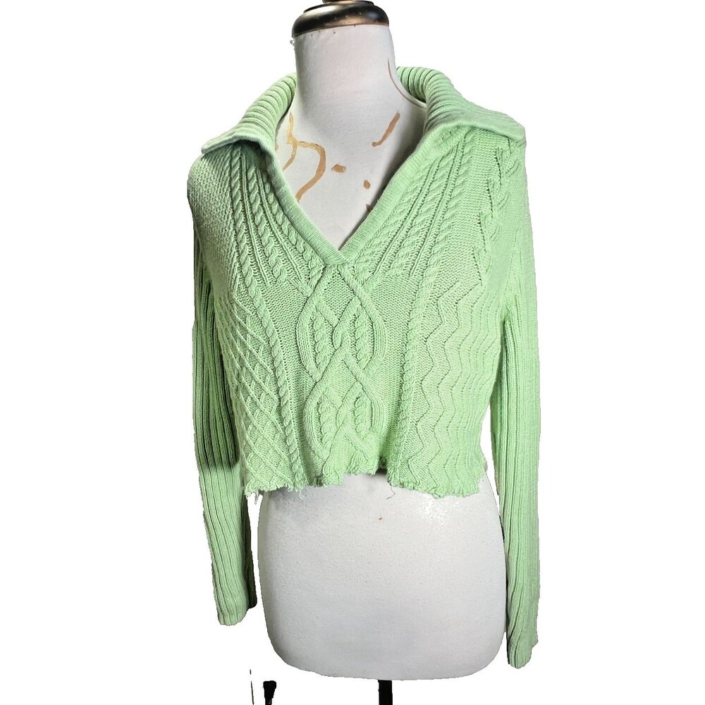 Liz Claiborne Sweater Size L Vintage 90's Crop Top Knitted Grandmacore Grunge